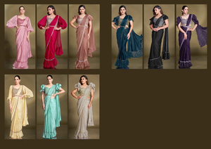 Sari de seda satinada elegante de primera calidad con secuencia y barba AARI work con blusa cosida perfecta para todos los eventos - Product Image 6