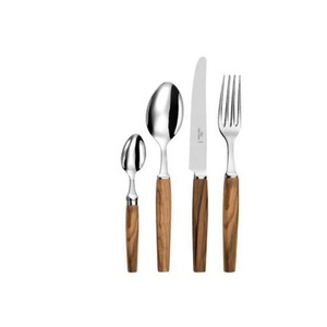 Nuevo Juego de Cubiertos de Acero Inoxidable de Diseño con Mango de Madera, Pulido Plateado, Estilo Lujoso - Product Image 2