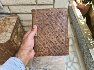 Hibou en relief noir pierre oeil A3 Journal fait à la main en cuir carnet de croquis pont bord spirale papier cahier fil selle couture - Product Image 4