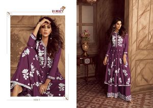 Nouveau Stock vêtements ethniques indiens rayonne Lakhanavi Kurta Palazzo Dupatta ensemble pour femmes et filles avec broderie manuelle pour l'exportation - Product Image 3