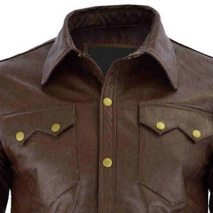 Customized Design <b>Leather</b> Men <b>Shirts</b> Casual Wear High Quality Price Man Brown <b>Leather</b> <b>Shirt</b> for Sale Easy to Wear Men <b>Shirts</b> - Product Image 3