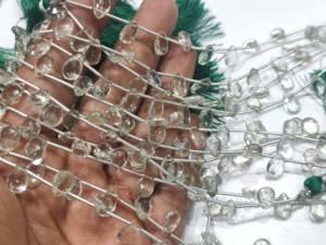 Perles de haute qualité EMINENT JEWEL en améthyste verte naturelle, forme poire, facettées, 6x10mm, perles graduées, brin de 8 pouces de long - Product Image 2