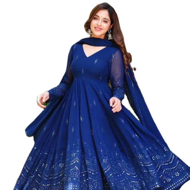 Costume Salwar indien pakistanais traditionnel exclusif pour femmes robe de style Anarkali pour femmes indiennes prix de gros vêtements ethniques