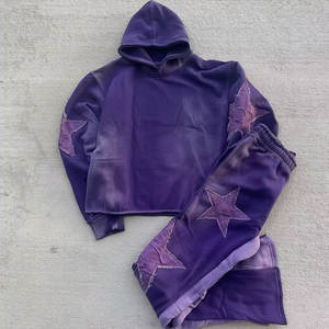 ชุดสตรีทแวร์ฮู้ดดี้ปักโลโก้แบบกำหนดเอง พร้อมกางเกงขายาวทรงบานสำหรับผู้ชาย - Product Image 4