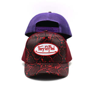 Gorra Trucker de Malla y Cuero PU de 5 Paneles con Logotipo Bordado Personalizado Estilo Nuevo, Piel de Serpiente Sintética, Venta al por Mayor - Product Image 2