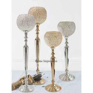 Marco de alambre de metal chapado en oro de alta calidad para cristales de aspecto atractivo, portavelas con cuentas, centro de mesa y decoración - Product Image 2