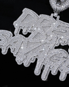 Colgante de Plata de Ley 925 personalizable, colgante de letra con nombre personalizado, VVS1, Diamante redondo cultivado en laboratorio, joyería para hombre - Product Image 3