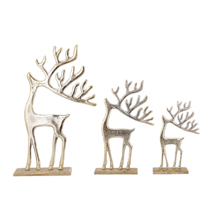 ชุดรูปปั้นกวางเรนเดียร์ทันสมัยสไตล์นอร์ดิกทำจากอลูมิเนียมรูปปั้นสัตว์แอบสแตรกสำหรับตกแต่งบ้านและวันหยุด - Product Image 1