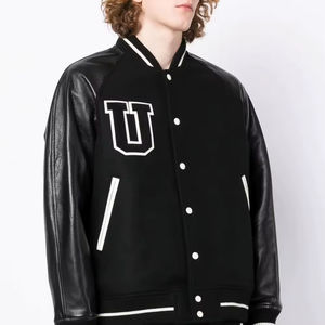 Chaqueta universitaria clásica ligera para hombre con forro de lona suave de retazos de chenilla icónica con logotipo frontal, carcasa exterior cómoda - Product Image 4