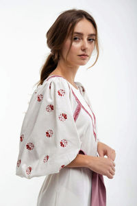 Bordado personalizado nueva llegada vestido Midi de verano de las mujeres de lujo túnicas cortas Floral bordado a mano estilo ucraniano algodón puro - Product Image 2