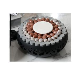 Vente en gros de bol de service rond en chocolat Bol à dessert islamique en métal pur de couleur noire pour accessoires en chocolat - Product Image 1