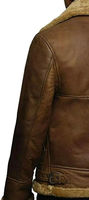 Blouson aviateur en cuir de mouton pour homme avec col montant et logo frontal, design personnalisable, vente en gros