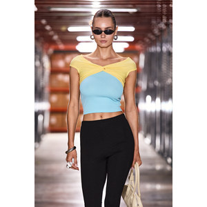 GRIMELANGE Blusa de Mujer con Detalle de Nudo en Contraste, Suave y Elástica - Product Image 2
