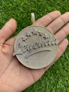 Colgante de Moissanita Real de 14K, chapado en oro de dos tonos, 5 piezas, colgante personalizable de círculo con incrustaciones de diamantes, colgantes finos para fiesta - Product Image 2