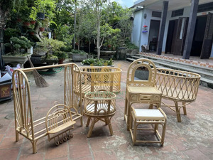 Cuna de muñeca de ratán orgánico 100% Natural para niños, muebles de muñeca de mimbre - Product Image 2