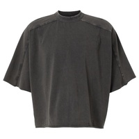 T-shirts décontractés pour hommes en jersey respirant et écologique, en coton lavé, coupe carrée courte, imprimé personnalisé sur le devant, style streetwear de créateur