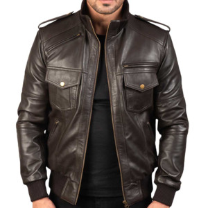 Veste en cuir pour homme, design personnalisé, marron foncé et noir, nouvelle collection 2026, qualité supérieure, style décontracté tendance avec col montant et fermeture éclair - Product Image 5