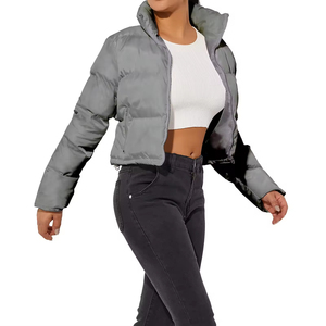 New Winter <b>Cropped</b> <b>Puffer</b> <b>Jacket</b> for <b>Women</b> Color Hooded Coat Thickened White Duck Nylon Lining Warm Style - Product Image 4