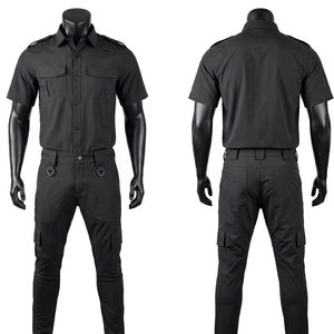 Uniforme de sécurité tactique noir en polycoton premium 240 GSM, tenue de patrouille avec poches cargo, uniforme de garde de sécurité - Product Image 3