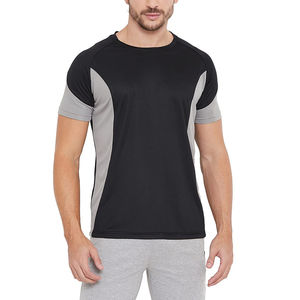 Venta al por mayor de los hombres de la moda deportes camiseta Jersey de algodón de manga corta cuello redondo Logo impreso bloque de color Slim entrenamiento de gran tamaño - Product Image 3