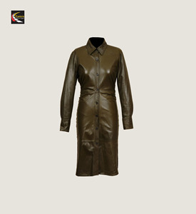 Women Black <b>Leather</b> Long <b>Coat</b> Wholesale Bulk Production High Quality - Product Image 5