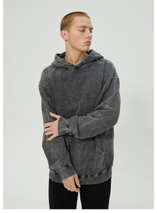 Meilleure vente Vintage décontracté coton lourd goutte épaule 420 Gsm sweat grande taille lavage à l'acide sweat à capuche pour hommes - Product Image 2