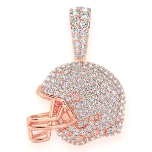 Casque de football diamant Hip Hop pendentif haut à la mode hommes collier joueur de jeu pendentif préféré cluster Moissanite pendentif