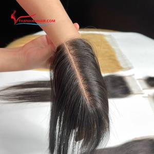 Extensions de cheveux humains vietnamiens lisses en dentelle fine de couleur naturelle, fermeture en dentelle 2x4 2x6, dentelle suisse transparente HD pour femmes - Product Image 5