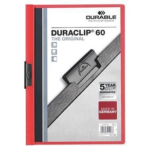 Portapapeles Resistente DURACLIP 60 DIN A4 de Plástico Duro con Cubierta Trasera Roja y Clip Negro, Producto Duradero - Product Image 1