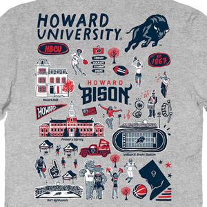 Howard University Classic HBCU Logo Camiseta de manga corta con cuello redondo para hombre Tejido transpirable Serigrafía Logo frontal Formal - Product Image 5