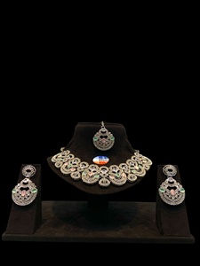 Sparkling AD Stone Necklace Set for <b>Women</b> Modern Bridal Jewelry Collection Featuring a Polished Finish and Matching Earrings - Product Image 6