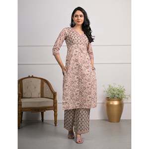 Hand Drawn <b>Block</b> <b>Printed</b> Cotton Pant Set of 2 Green <b>Printed</b> Salwar Kameez - Product Image 3