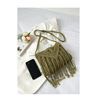 Fashion musim panas baru tas pantai Jute bentuk bulat rajutan Crochet satu tas Tote untuk acara kustomisasi desain