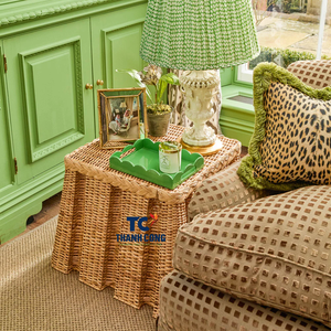 เก้าอี้หวายแบบทำมืออัดพลีทกล่องออตโตมันหวายธรรมชาติสำหรับห้องนั่งเล่นห้องนอนที่นั่งและของตกแต่งบ้าน - Product Image 2