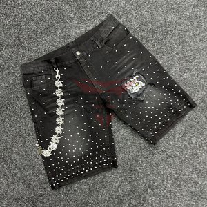 กางเกงขาสั้นผ้ายีนส์สำหรับผู้ชายกางเกงขาสั้นผ้ายีนส์สีพื้นดีไซน์ใหม่สำหรับผู้ชายดีไซน์ตามสั่งบริการ OEM - Product Image 2