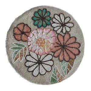 Beaded Placemats <b>Round</b> Wedding <b>Table</b> Decor Embellished Cotton <b>Mat</b> Bulk Export Factory Wholesale Supplier Handmade Dining Linen - Product Image 2