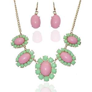 Beadside rose et vert pierre ensemble de bijoux de mode 1103440 collier de déclaration - Product Image 1