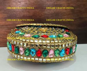 Sac à main vintage en mosaïque de verre et de laiton, sac à main ovale artisanal traditionnel indien pour mariage, art populaire, Feng Shui, artisanat de rêve, Inde - Product Image 4