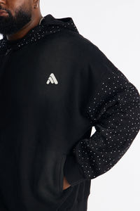 Sweat à capuche noir pour homme, vente en gros, vintage, teint, avec strass, lourd, chaud, imprimé sur mesure, surdimensionné, en coton, printemps, automne, hiver - Product Image 3