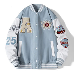 Vestes d'université légères imprimées avec logo personnalisé pour les jeunes du collège Manches complètes Baseball Letterman Toile High Street - Product Image 1