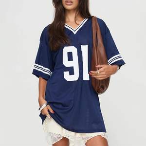 Custom Unisex Newyork <b>Jersey</b> Boxy T-shirt Oversized <b>Retro</b> Mesh Y2K Soccer Streetwear Sublimation Print V Neck <b>Basketball</b> Wear - Product Image 1