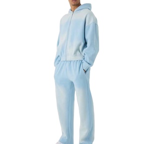 Conjunto de Sudadera con Capucha y Pantalones Deportivos para Mujer, Personalizado, con Cremallera, Lavado Ácido, Parche Bordado y Efecto Desgastado - Product Image 1