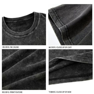 Camiseta Unisex Vintage de lavado ácido de alta calidad 250gsm algodón verano manga corta cuello redondo ancho de gran tamaño para hombres - Product Image 5