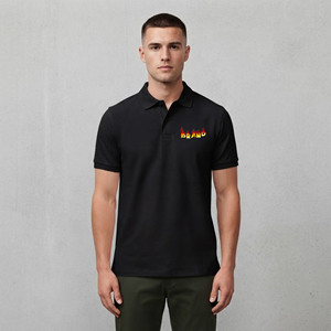 Men's Black Short Sleeve for <b>Shirt</b> with <b>Flame</b> Logo Silk Screen Printed Casual 100% Cotton Front Custom Design Plus Size - Product Image 1