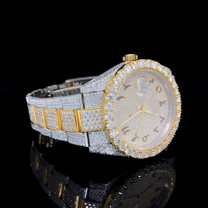 Reloj de Hombre con Diamante Moissanite VVS, 41 mm, Chapado en Oro Blanco, Esfera de Acero Inoxidable, Ancho de Correa de 20 mm, Totalmente Engastado, Cuarzo, Moda Deportiva - Product Image 2