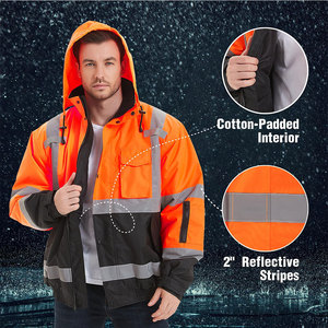 Chaqueta de Trabajo Impermeable, Chaqueta de Trabajo de Invierno/ Chaquetas de Trabajo de Algodón de Alta Visibilidad Baratas con Cinta Reflectante - Product Image 4