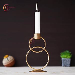 Bougeoir de table en métal fait à la main couleur or fil de fer fait de haute qualité mariage et fêtes fournitures uniques de pot de bougie - Product Image 2