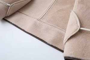 เสื้อโค้ทหนังแท้แฟชั่นสำหรับผู้หญิง งานแฮนด์เมด สีดำ เสื้อคลุมกันหนาวทรงหรูหราเข้ารูปสไตล์เทรนช์โค้ท - Product Image 5