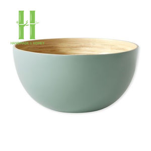 Los cuencos de bambú más vendidos para servir ensaladas, vajilla al por mayor, plato, colores OEM, tamaños, embalaje personalizado de Vietnam hecho a mano - Product Image 1