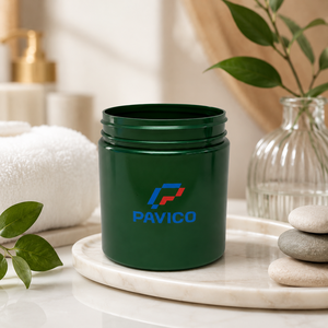 Pot cosmétique en plastique à large ouverture de 200 ml, vert foncé, col fileté de 68 mm, fabricant d'emballages cosmétiques au Vietnam - Product Image 2